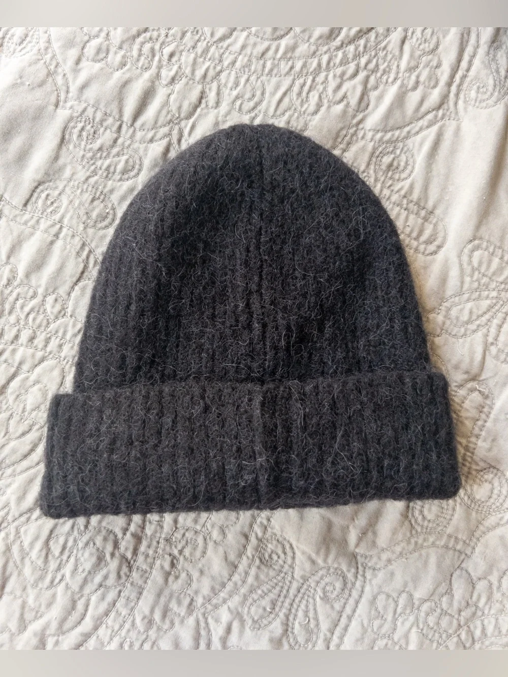 NWT Janessa Leone Piper Beanie Wool/Alpaca Blend Hat Black One Size